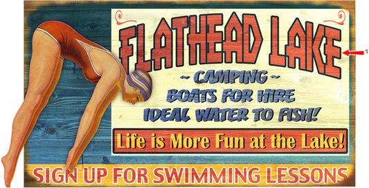 Camping, Boats, Swimming Lessons Sign