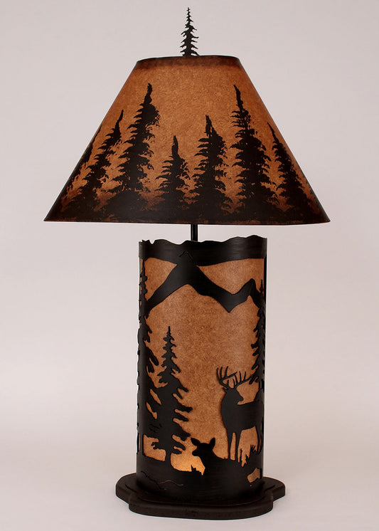 Deer Scene Table Lamp with Nightlight - Large
