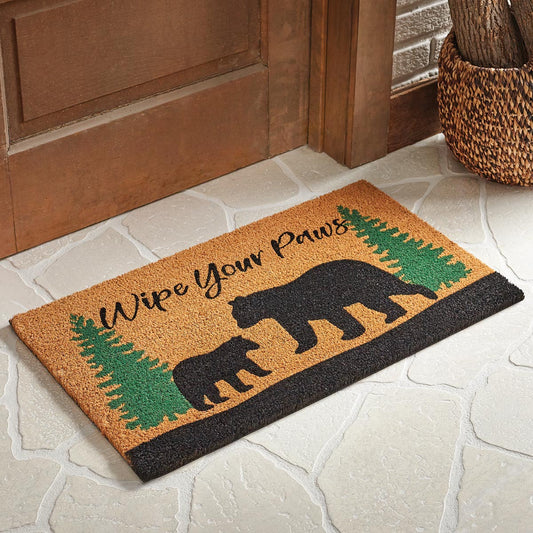 Wipe Your Paws Bear Coir Doormat