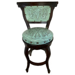 Spanish Heritage Swivel Counter Stool with Back - Turquoise