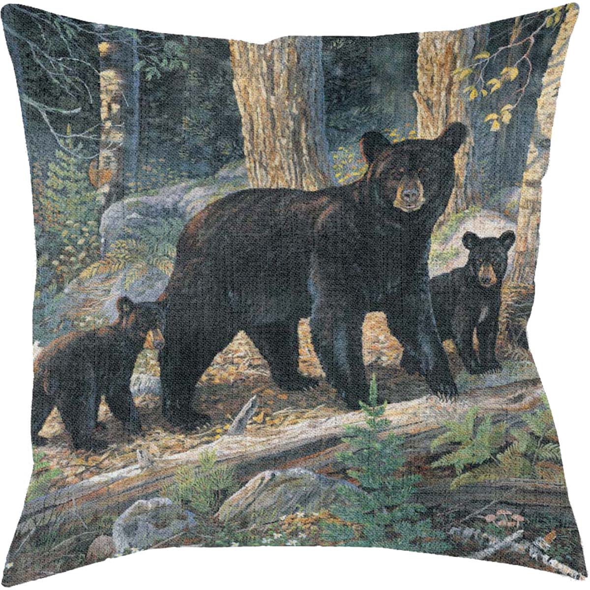 Bear with Cubs Decorative Pillow