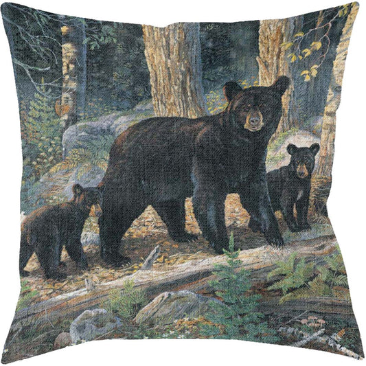 Bear with Cubs Decorative Pillow