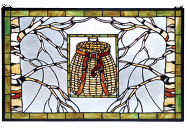 Pack Basket Stained Glass Window - 28 Inch