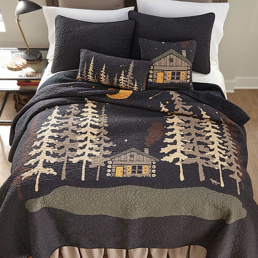 Midnight Cabin Quilt - Twin - OVERSTOCK