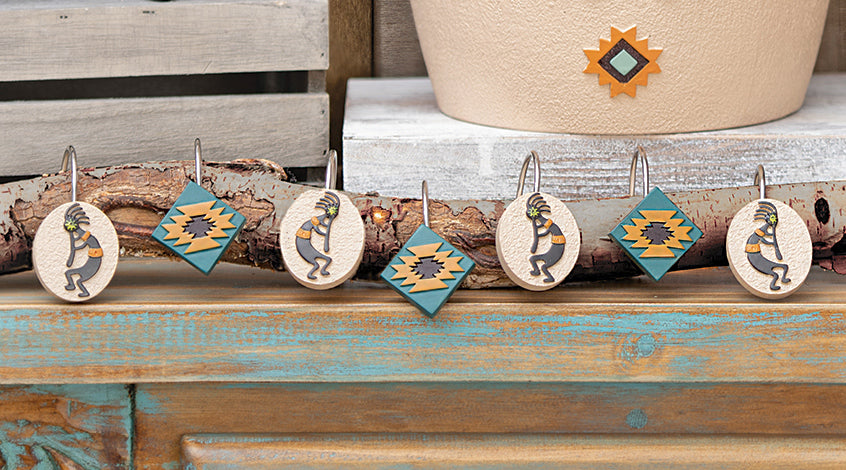 Southwest Kokopelli Shower Curtain Hooks - Set of 12 - SALE