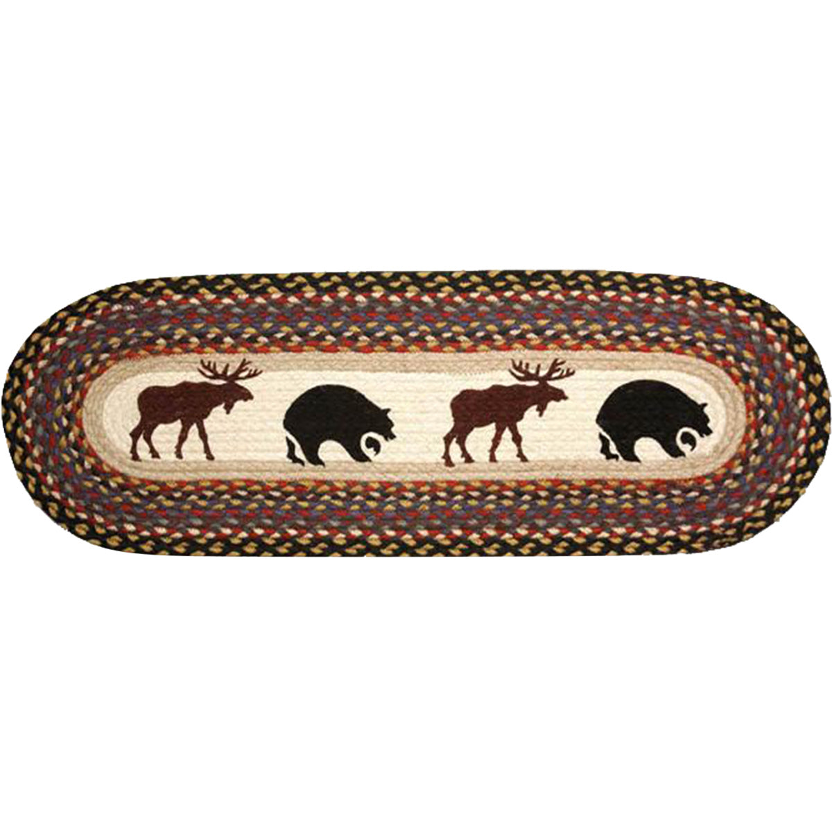 Moose & Bears Oval Table Runner - 36 Inch