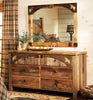 Barnwood Bear Carvings Dresser with Mirror