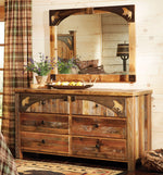 Barnwood Bear Carvings Dresser with Mirror