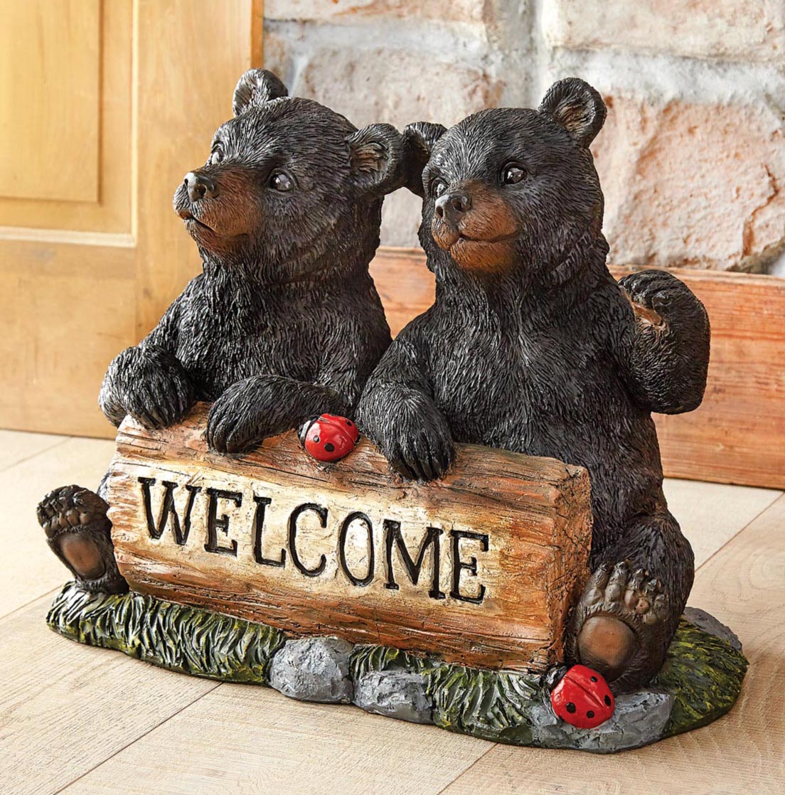 Black Bear Cubs Welcome Sculpture