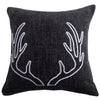 Woodland Plaid Embroidered Antler Pillow