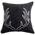 Woodland Plaid Embroidered Antler Pillow
