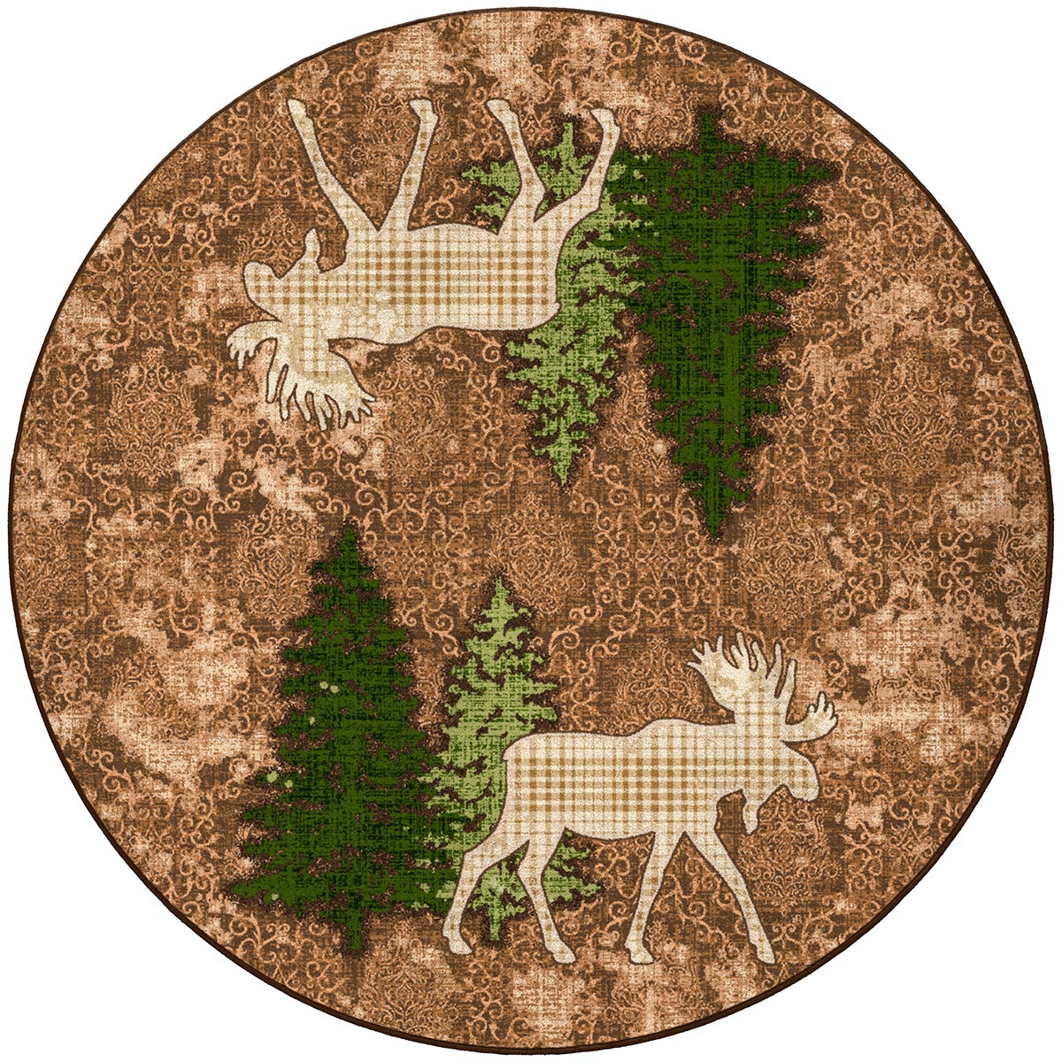 Pine Gulch Moose Rug - 8 Ft. Round