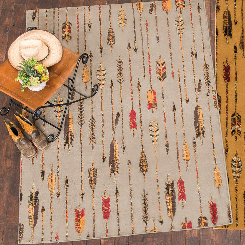 Feathered Arrows Gray Rug - 5 x 7