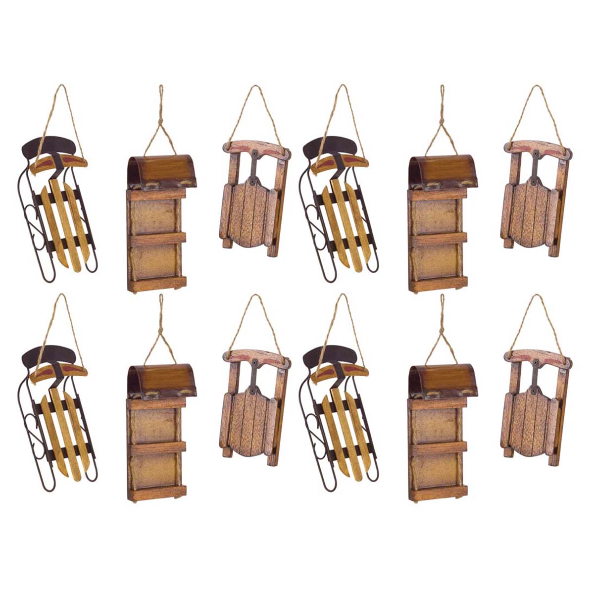 Winter Sled Ornaments - Set of 12 - OUT OF STOCK UNTIL 07/24/2026