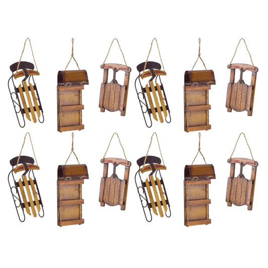 Winter Sled Ornaments - Set of 12 - OUT OF STOCK UNTIL 07/24/2026