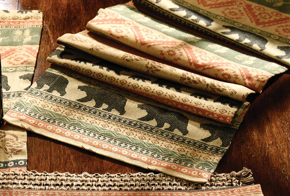 Timberland Bears Jacquard Table Runner - 36 Inch