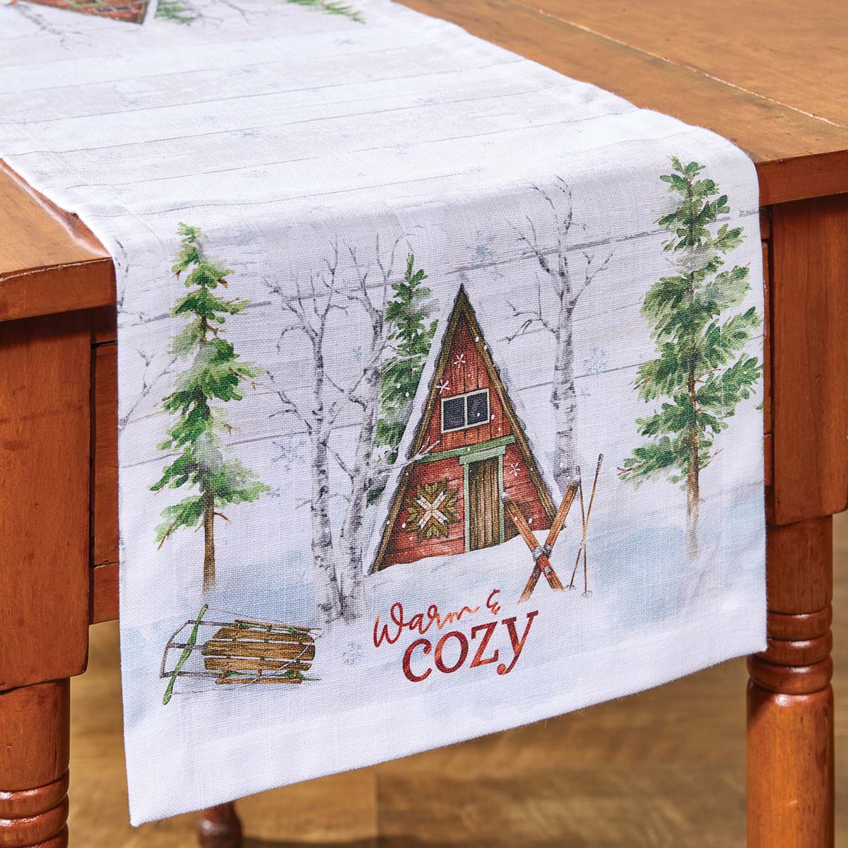 Winter Cabin Retreat Table Runner - 36 Inch