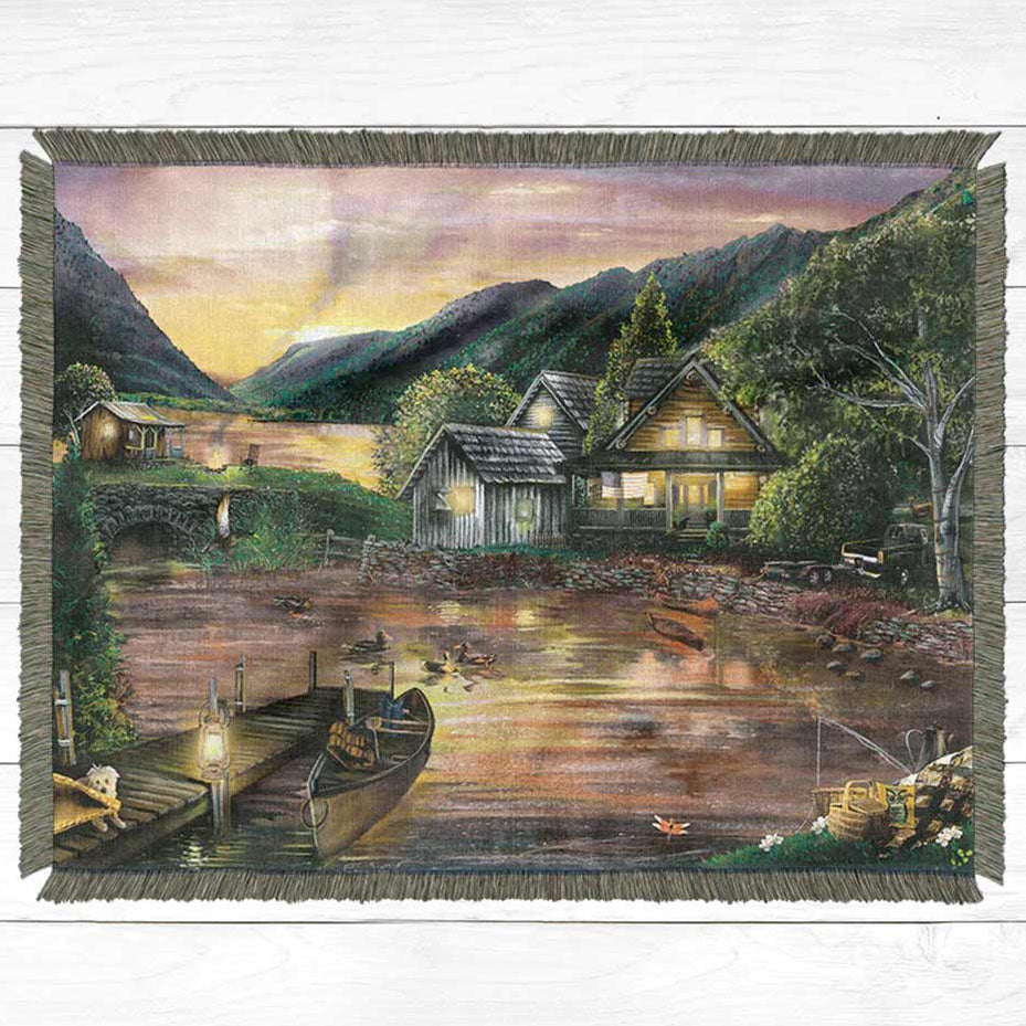 Lake Scene Throw Blanket - Small