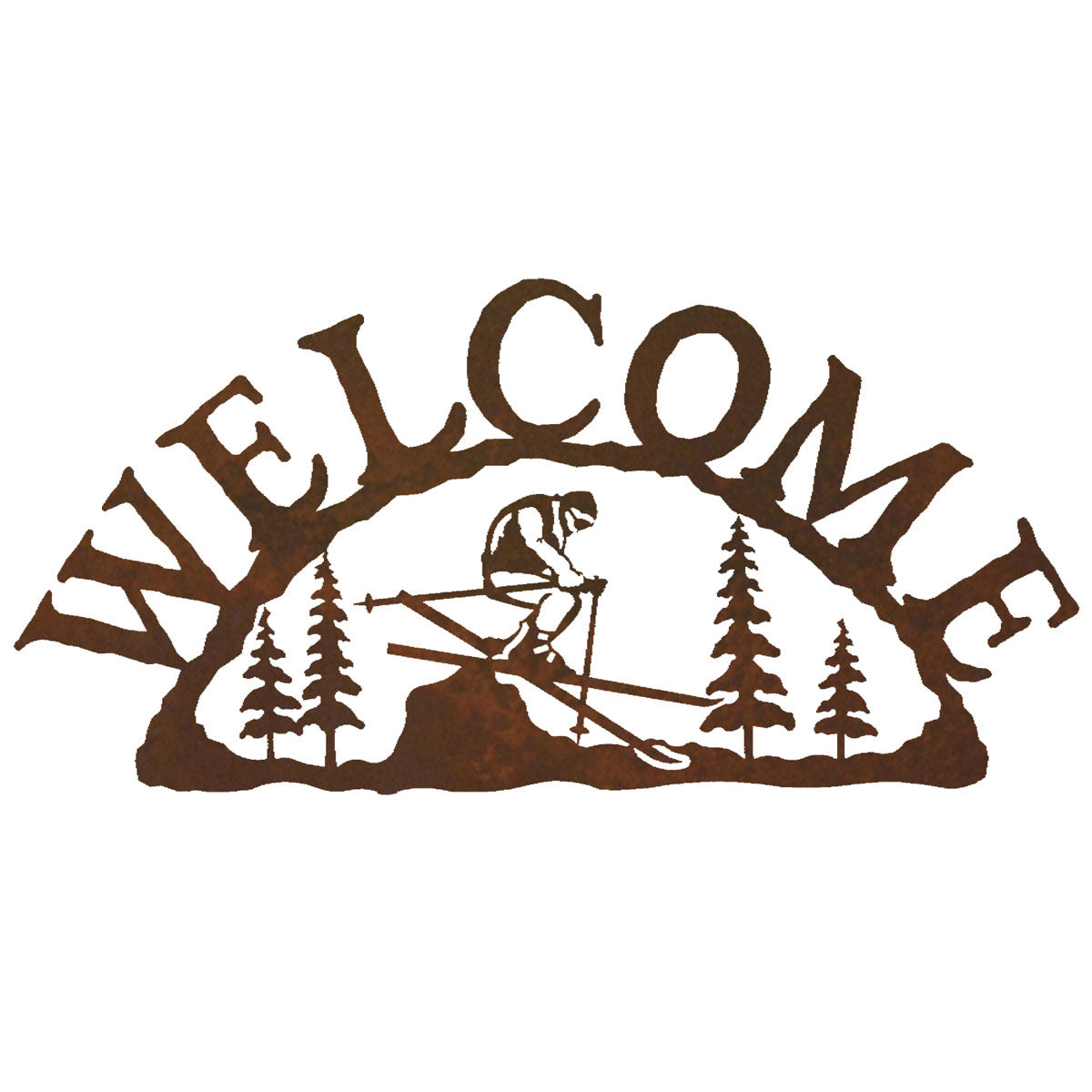 Skier Metal Art Welcome Sign