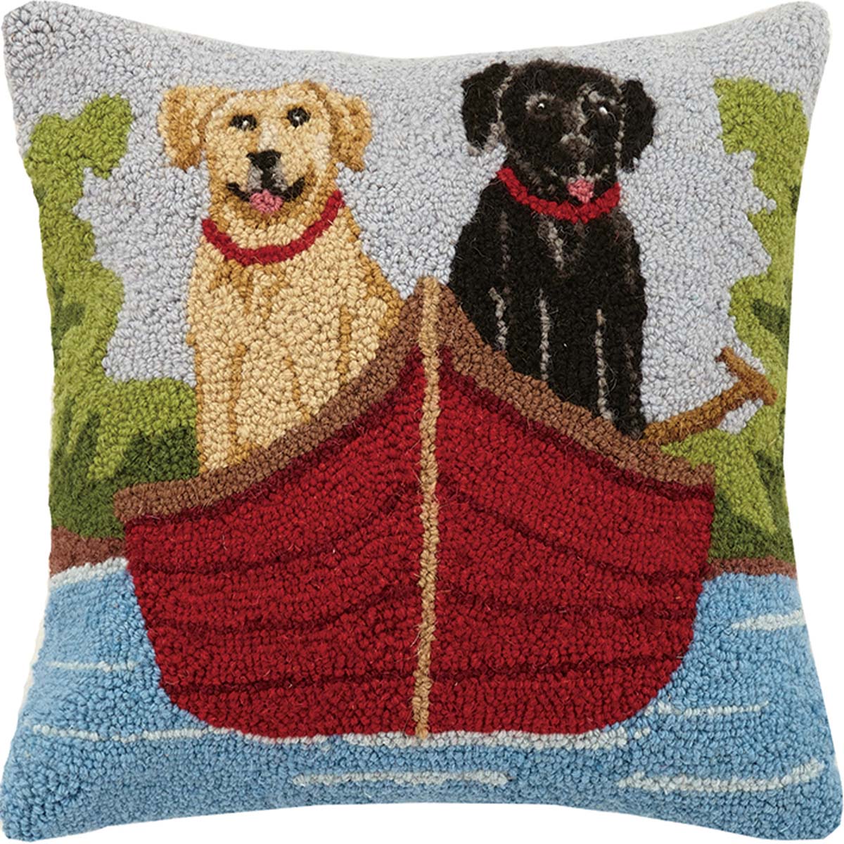 Canoe Dogs Hooked Pillow - OUT OF STOCK UNTIL 06/09/2026