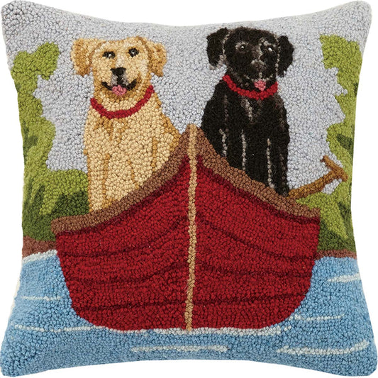 Canoe Dogs Hooked Pillow - OUT OF STOCK UNTIL 06/09/2026