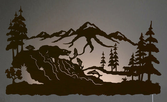 Fishing Bear Back Lit Wall Art