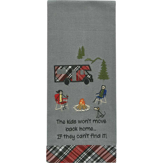 Kids Won't Move Embroidered Dishtowel - Set of 2