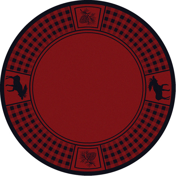 Moose Refuge Red Rug - 8 Ft. Round