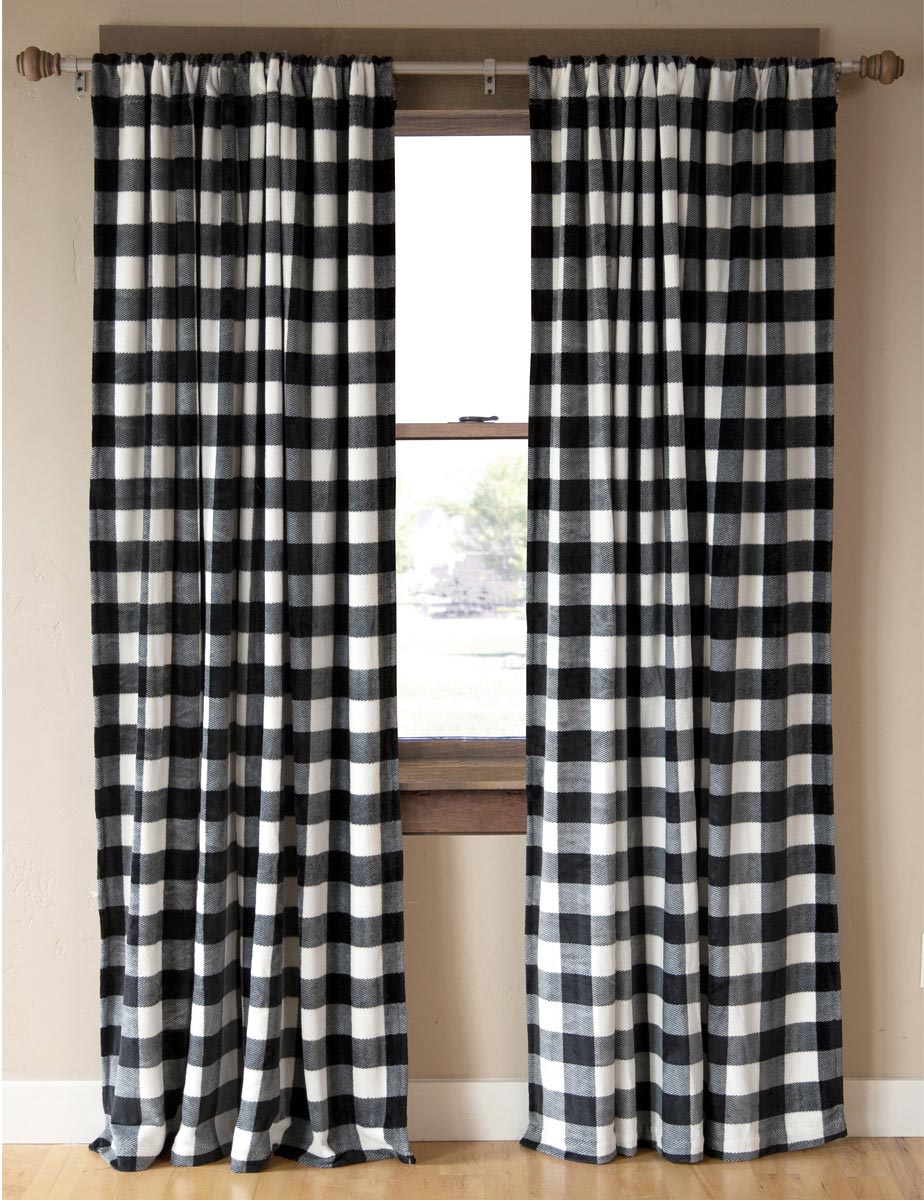 Timber Black & White Plaid Drapes