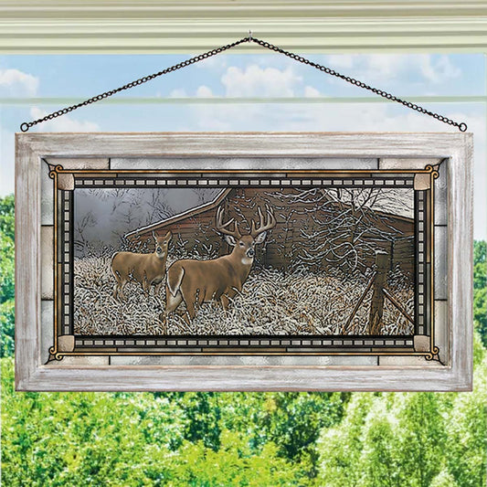 Surprise Encounter Stained Glass Art - White Frame