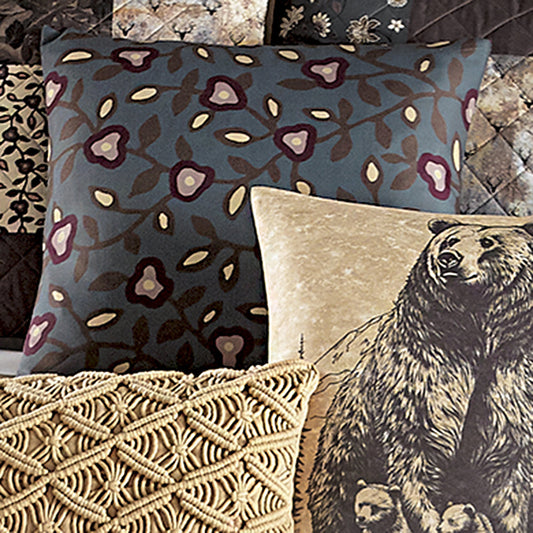 Bear Chalet Floral Pillow - CLEARANCE