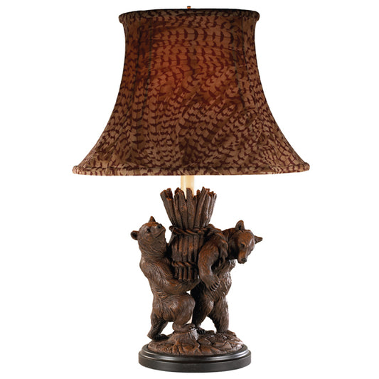 Helping Bears Black Forest Brushed Wood Lamp