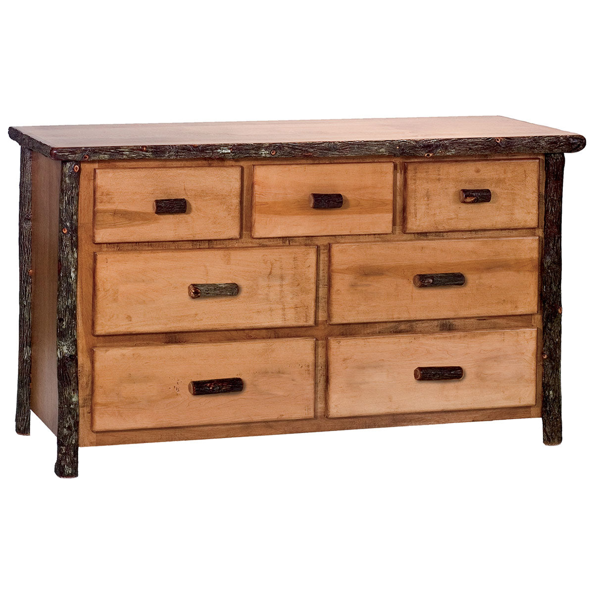 Hickory Log Seven Drawer Dresser