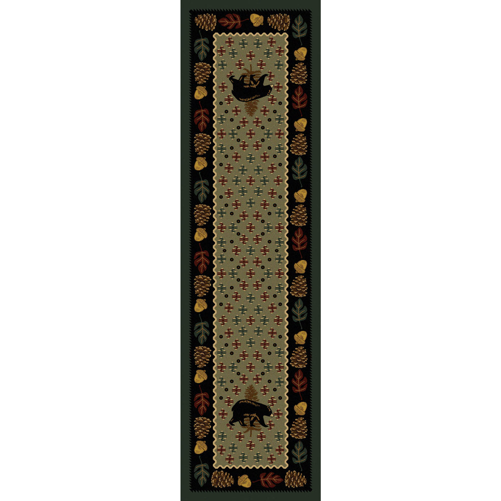 Bear Patchwork Green Rug - 2 x 8