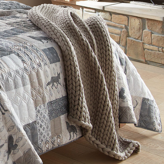 Gray Knit Throw