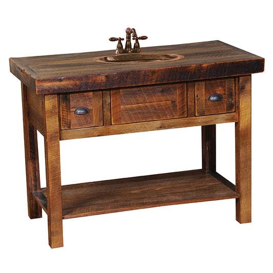 Barnwood Open Vanity with 2 Drawers