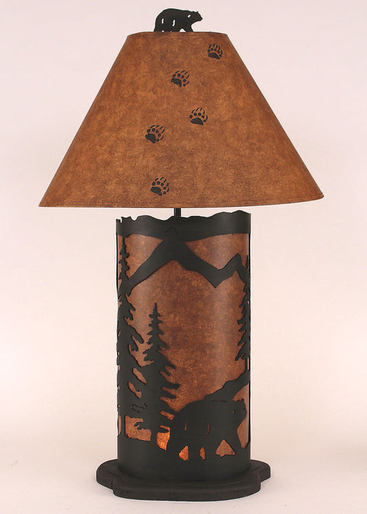 Bear Scene Panel Table Lamp with Nightlight - Large