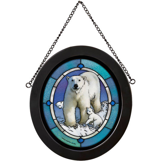 Arctic Polar Bears Stained Glass Art
