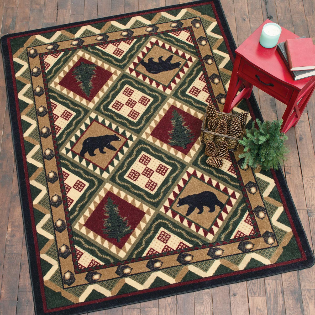 Quilted Forest Woodland Rug - 8 x 11