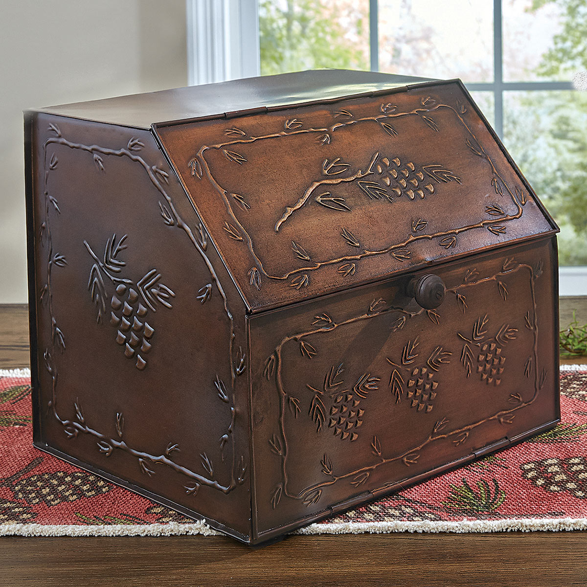 Pinecones Metal Breadbox