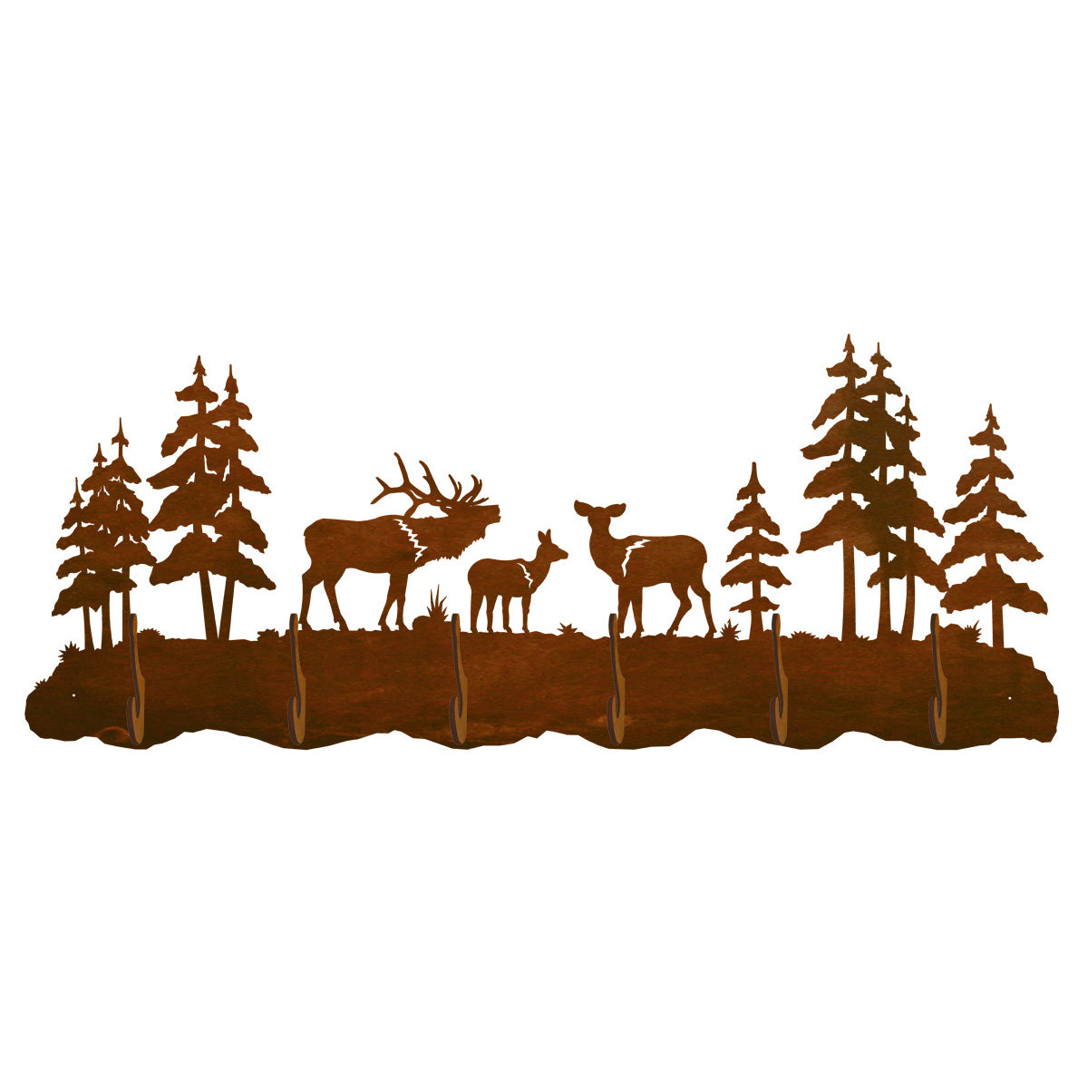 Elk Family Scenic 6 Hook Coat Rack