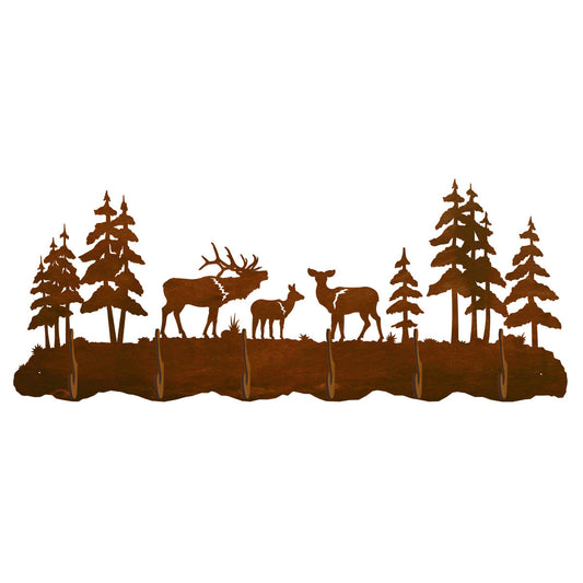 Elk Family Scenic 6 Hook Coat Rack