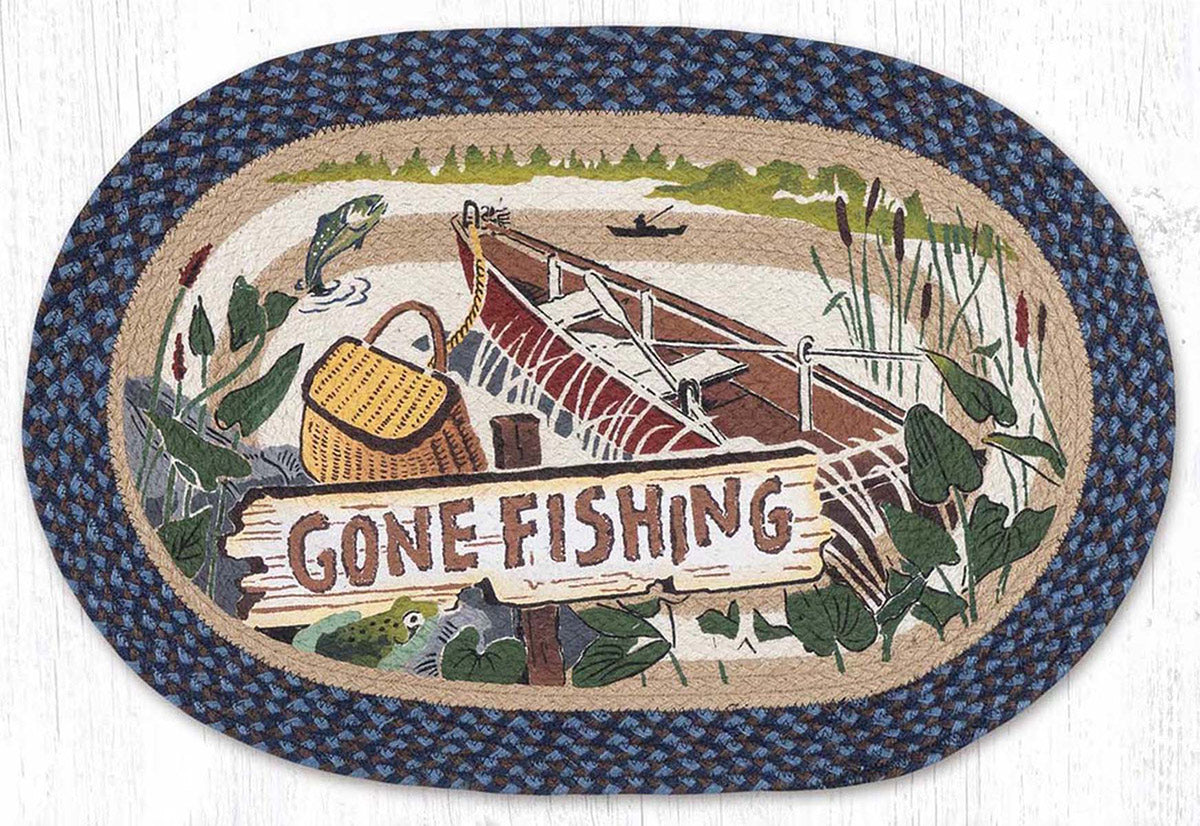 Fishing Adventure Oval Patch Rug
