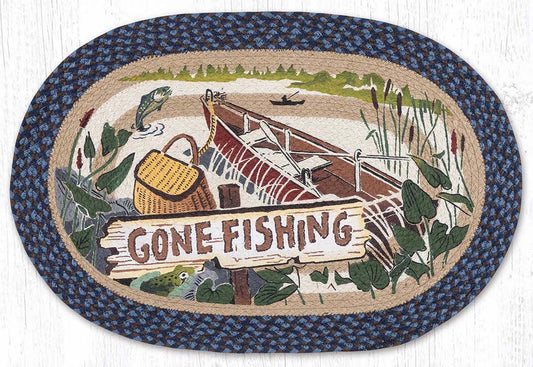 Fishing Adventure Oval Patch Rug