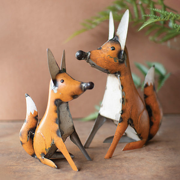 Fox Pair Recycled Metal Sculptures