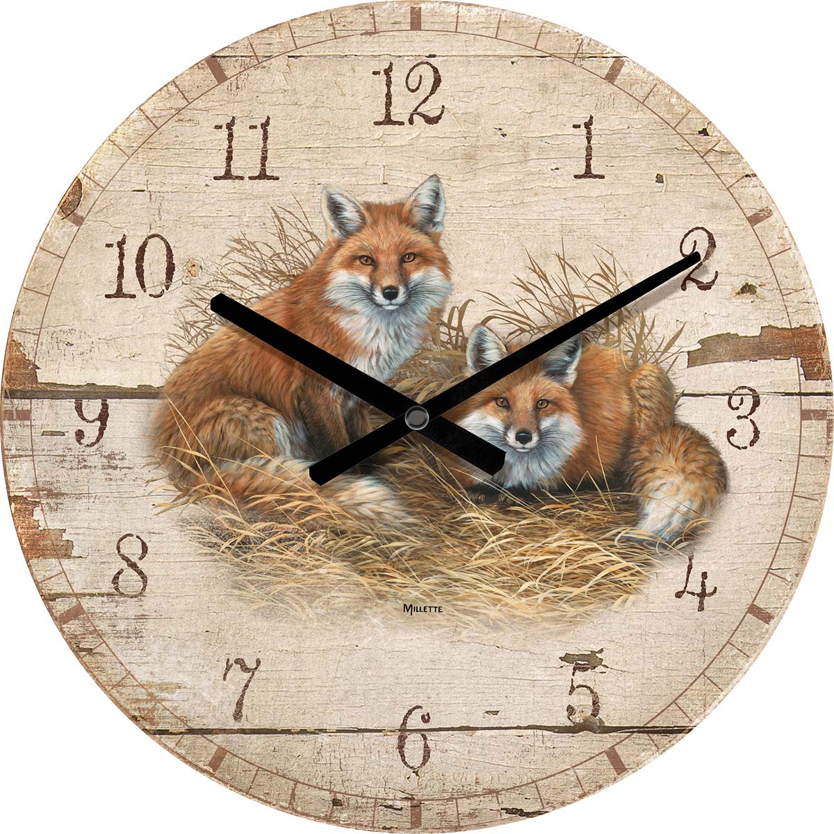 Two Foxes Wall Clock