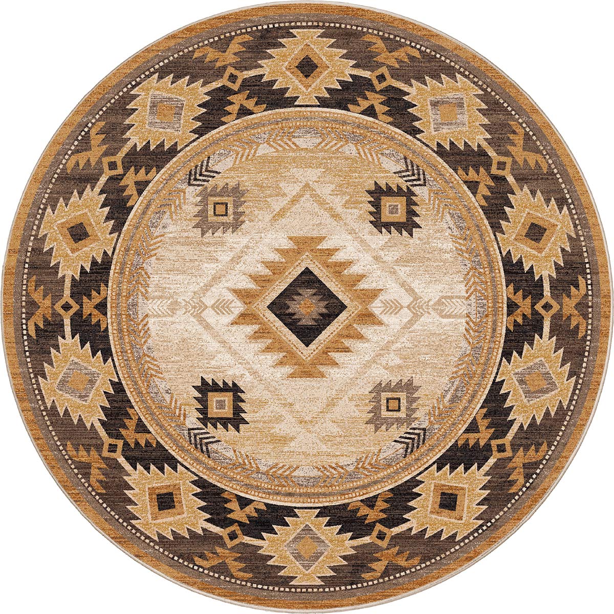 Round Rug Rush House Whiskey Gold Rush Rug - 8 Ft. Round | Black Forest Decor