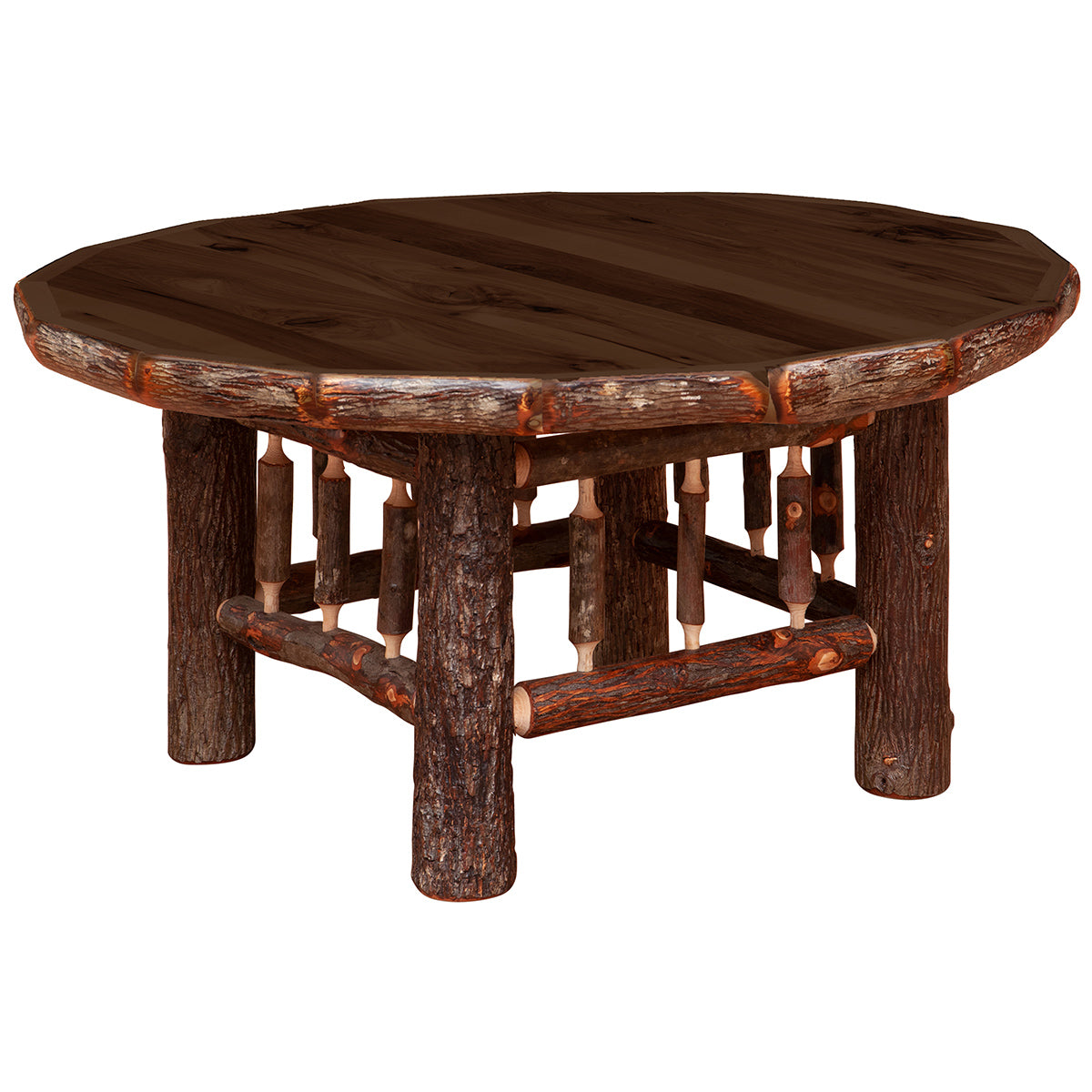 Bark-On Hickory Coffee Table - 36 Inch - Espresso