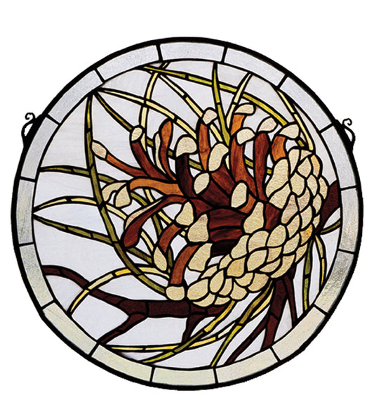 Pinecone Medallion Stained Glass Window