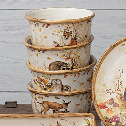 Autumn Wildlife Ice Cream Bowls - Set of 4 - OVERSTOCK